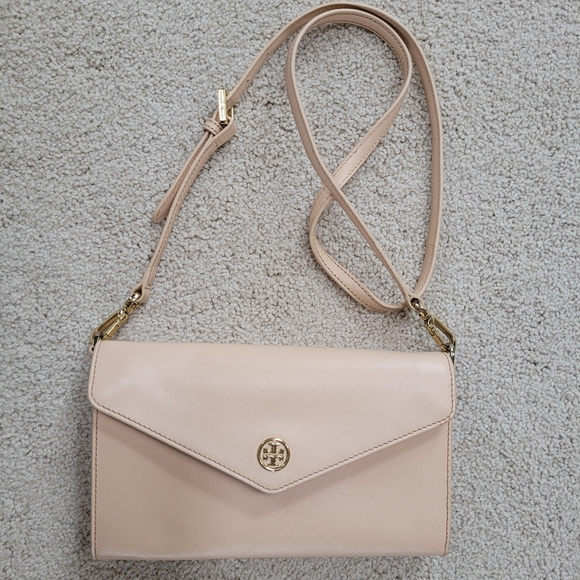 Chic Tory Burch Beige Envelope Robinson Crossbody Bag Clutch - Picture 6 of 15